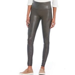 NWT Spanx Faux Leather Moto Leggings in gunmetal